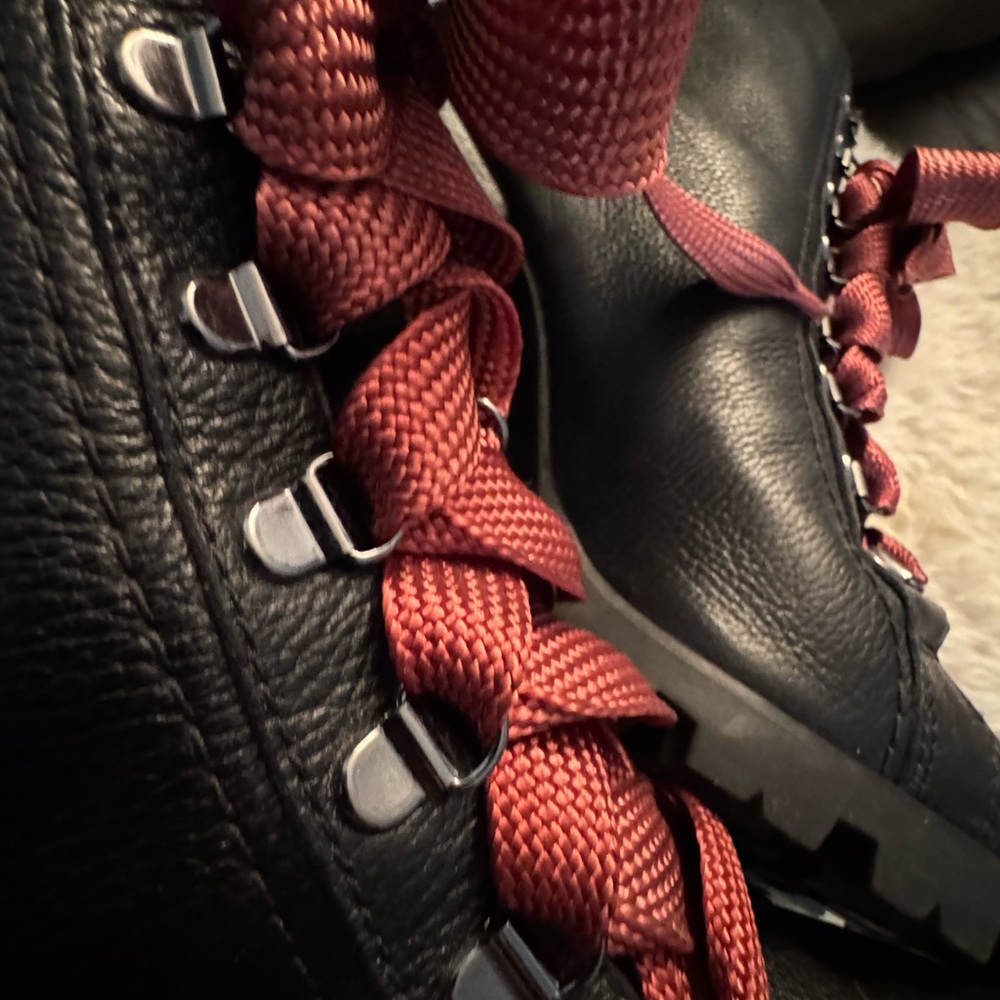 Schutz Black Leather Boots with Red Laces - Picture 12 of 12